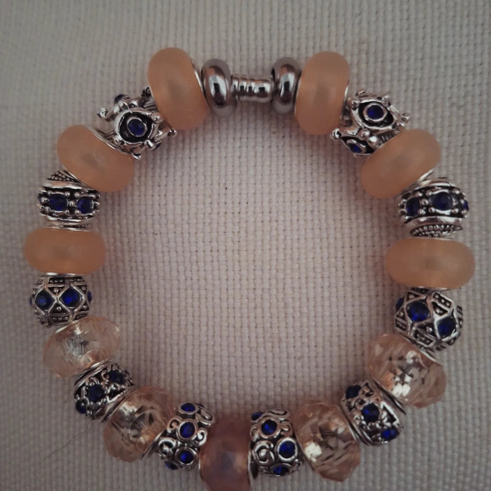 Elegant Silver and Gold Beaded Bracelet